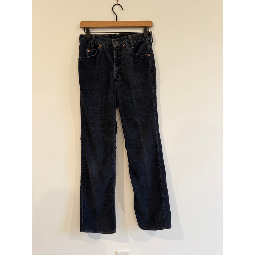 Vintage Levis 716 Student Orange Tab Corduroy Pants Navy Blue Talon 42 Zip 29x32 - Picture 2 of 9